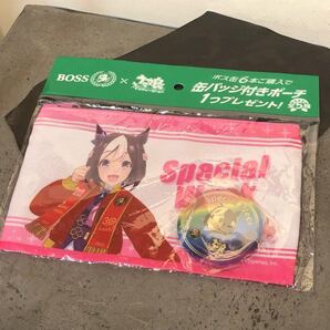 【即決/送料無料】BOSS×ウマ娘プリティーダービー 缶バッジ付きポーチ 非売品 ノベルティ 未使用
