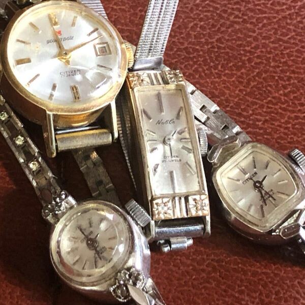 【即決/送料無料】CITIZEN NOVIA noble シチズンビンテージ手巻きレディースウォッチ4個セットまとめ売り アンティーク中古腕時計 動作品