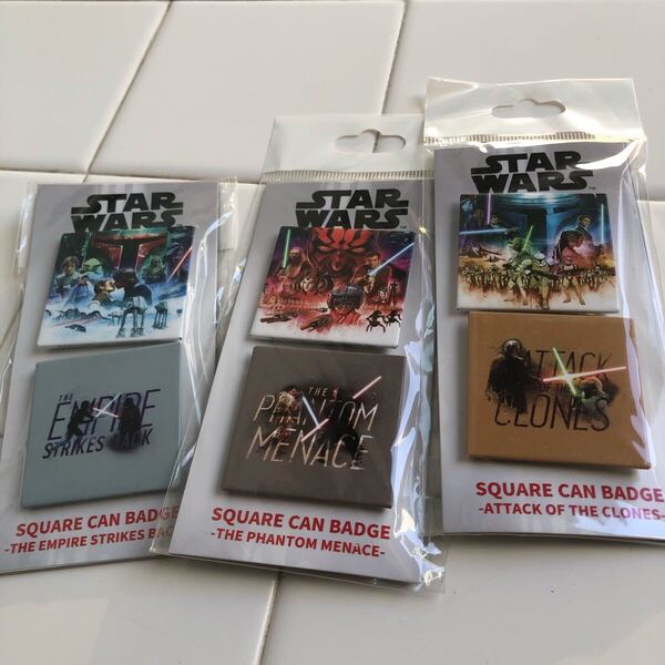 【即決/送料無料】STAR WARS スターウォーズ スクエア缶バッジ6個まとめ売り 2個入り×3セット 未使用