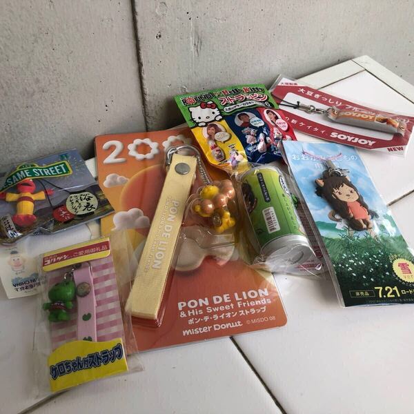 【即決/送料無料】ノベルティストラップ7個セットまとめ売り 未使用 おおかみこどもの雨と雪 SOYJOY ポンデライオン ケロちゃん キティ他