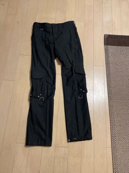 本物クリスヴァンアッシュ装飾カーゴパンツKRIS VAN ASSCHEスラックス元ディオールオム46サイズpantsクリスバンアッシュ正規品メンズslacks