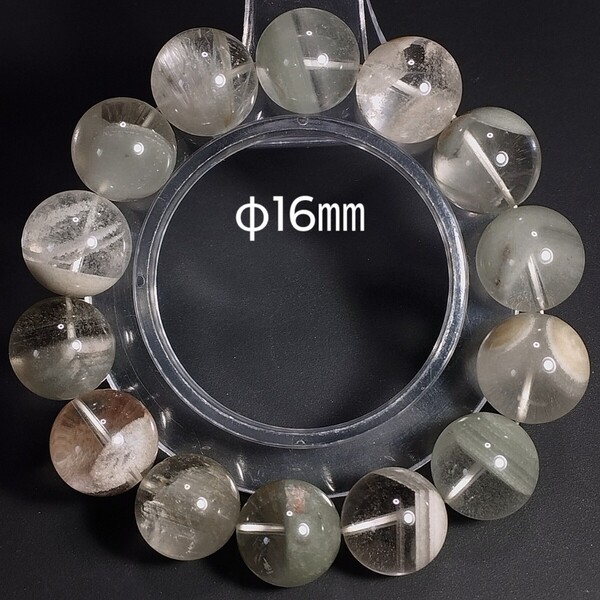 ガネーシュヒマール ヒマラヤ水晶 アンフィボールインガーデンクォーツ ブレスレット 16mm アクチノライトインクォーツ ガネッシュヒマール