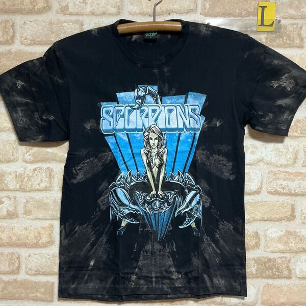 新品 スコーピオンズ(Scorpions) Tシャツ Lサイズ ロックバンド タイダイ ムラ染 絞り染め 半袖