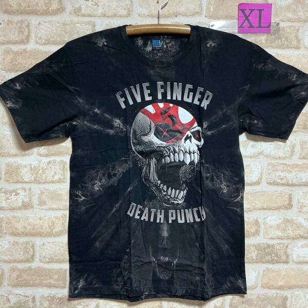 新品 ファイブフィンガーデスパンチ Tシャツ XLサイズ タイダイ 絞り染め ムラ染 半袖 ロックバンド