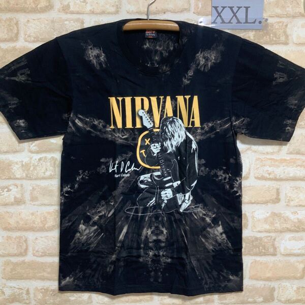 ニルヴァーナ Tシャツ XXLサイズ ニコちゃん nirvana ⑤ タイダイ ムラ染 絞り染め 半袖 バンドTシャツ ロックバンド イラスト