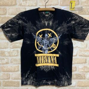 ニルヴァーナ Tシャツ Lサイズ ニコちゃん NIRVANA タイダイ ムラ染 絞り染め ロックバンド 半袖 イラスト