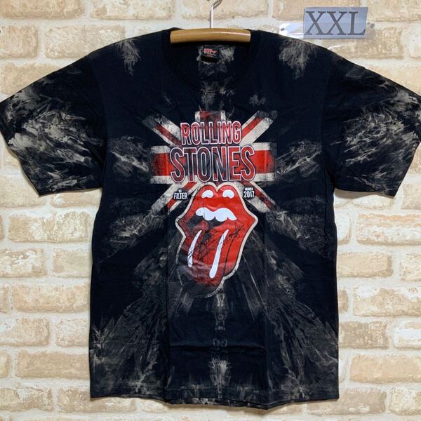 新品 ザ ローリングストーンズ XXLサイズ Tシャツ タイダイ 絞り染め ムラ染 半袖 ロックバンド バンドTシャツ