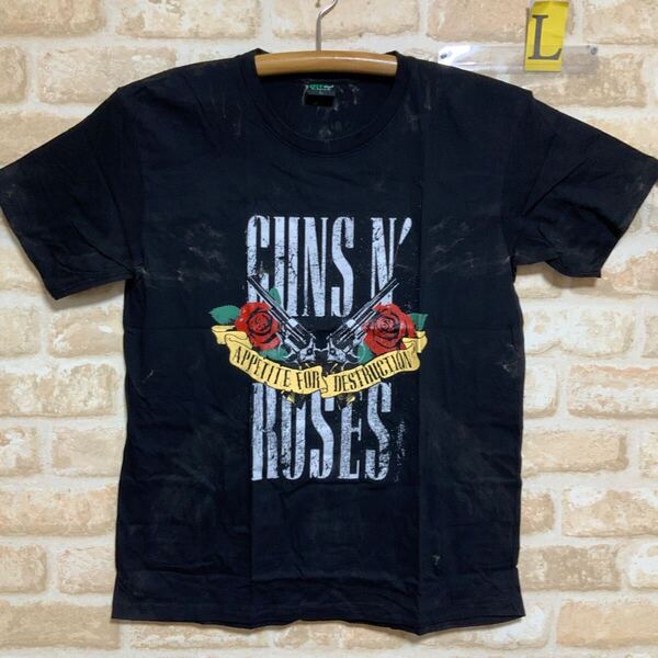 ガンズアンドローゼズ Tシャツ Lサイズ Guns N' Roses ムラ染 絞り染め 半袖 タイダイ