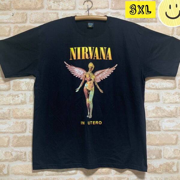 ニルヴァーナ ニルバーナ Tシャツ 3XLサイズ IN UTERO ロックバンド Nirvana ビッグサイズ オーバーサイズ