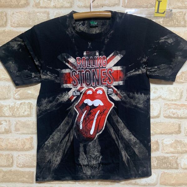 新品 ザ ローリングストーンズ Lサイズ Tシャツ 絞り染め ムラ染 ロックバンド タイダイ 半袖