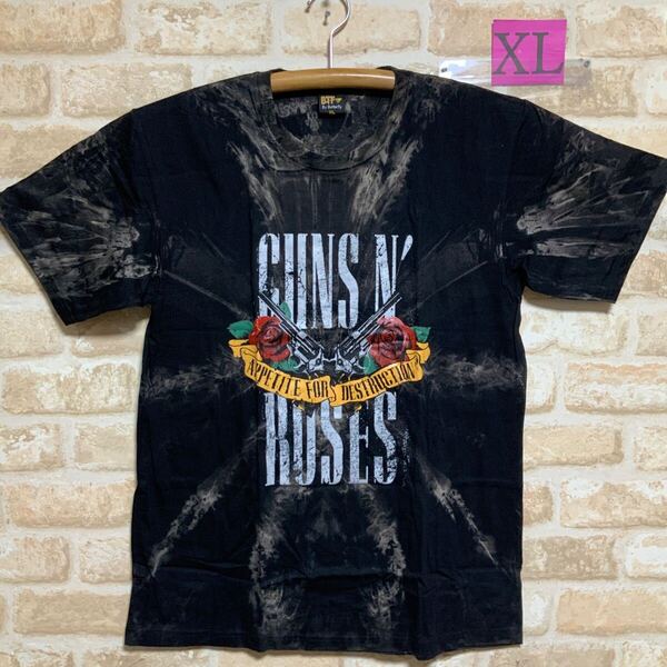 ガンズアンドローゼズ Tシャツ XLサイズ Guns N' Roses 半袖 タイダイ ムラ染 絞り染め バンドTシャツ