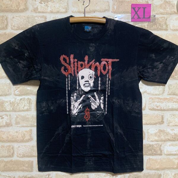 スリップノット SLIPKNOT Tシャツ XLサイズ タイダイ 絞り染め 半袖 ムラ染 ロックバンド バンドTシャツ