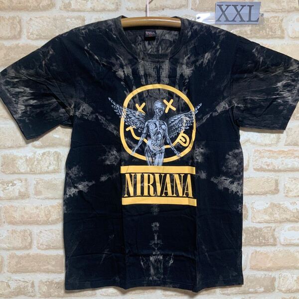 ニルヴァーナ Tシャツ XXLサイズ ニコちゃん NIRVANA タイダイ ムラ染 絞り染め 半袖 ロックバンド バンドTシャツ