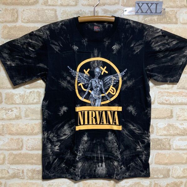 ニルヴァーナ Tシャツ XXLサイズ ニコちゃん NIRVANA タイダイ ムラ染 絞り染め 半袖 ロックバンド バンドTシャツ