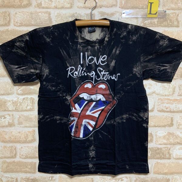 ローリングストーンズ Tシャツ Lサイズ The Rolling Stonesムラ染 タイダイ 絞り染め バンドTシャツ 半袖