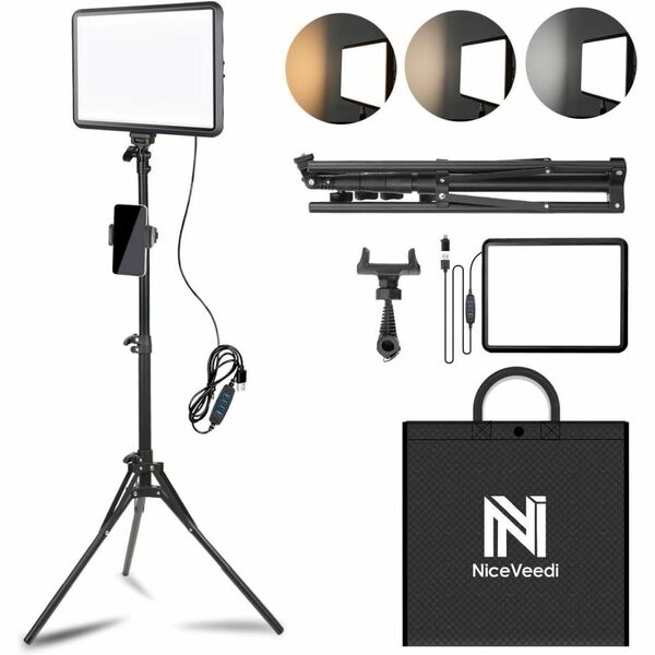 撮影用ライト LEDビデオライト 写真スタジオ撮影 2800-6500K三色調光可能な照明撮影ライトキット 152cm 三脚 スマホホルダー 収納バッグ