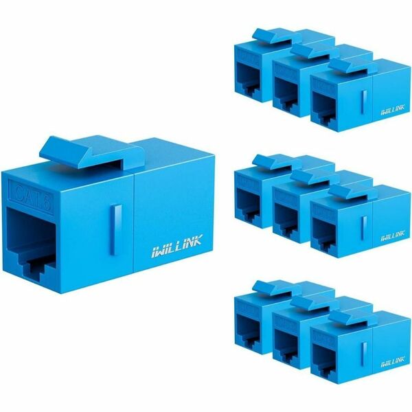 ブルー 10個 J45 Cat6 キーストーンカプラー LAN ケーブル用 中継 コネクタ メスからメス Cat6 キーストーン ジャック LANケーブル