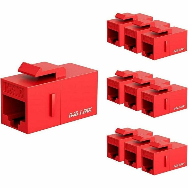 レッド 10個組 RJ45 Cat6 キーストーンカプラー LAN ケーブル用