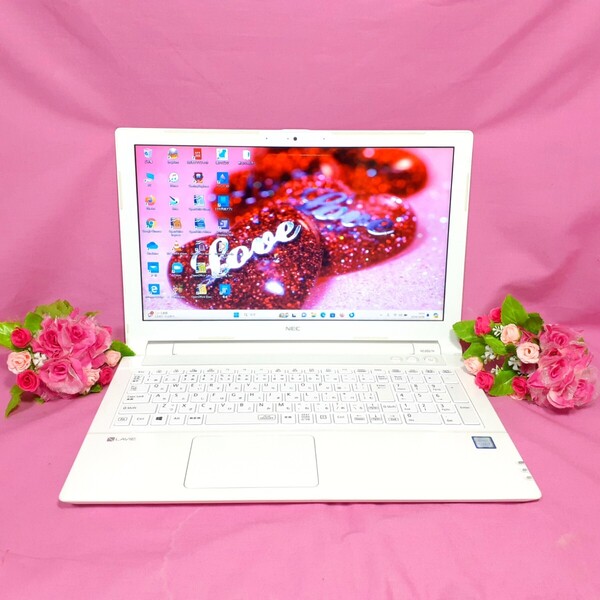 極上品/新型Window11搭載/美品ホワイト色/NEC/薄型LAVIE/高速SSD256GB/高速8GBメモリ/DVD焼き/オフィス/ソフト多数