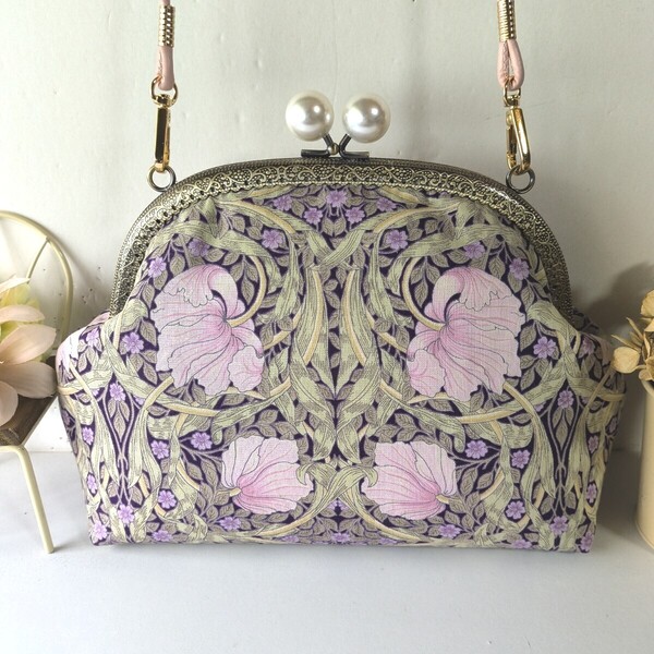 ウイリアムモリス がま口バッグ ハンドメイド