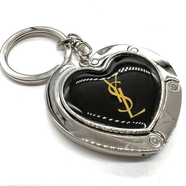 良品 イヴ・サンローラン バッグハンガー ハート キーホルダー YSL