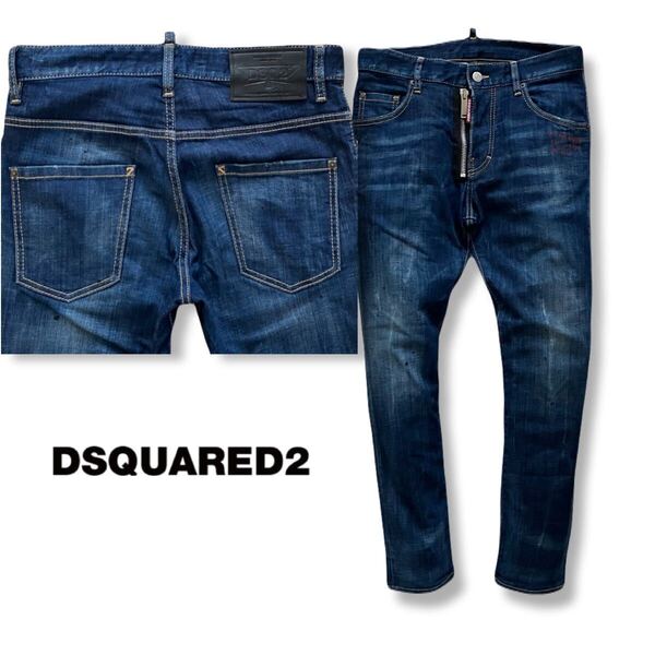 送料無料 フロントジップ & ペイント DSQUARED2 18ss S71LB0427 Skater Jean ディースクエアード スケーター ストレッチ デニム 44 w78