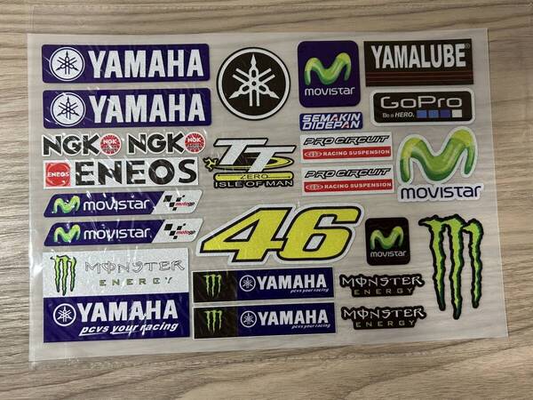 ★アウトレットセール★新品 MotoGP RACING VR46 YAMAHA MONSTER 反射 28 x 19 cm ステッカー スポンサーロゴ シール デカール シート
