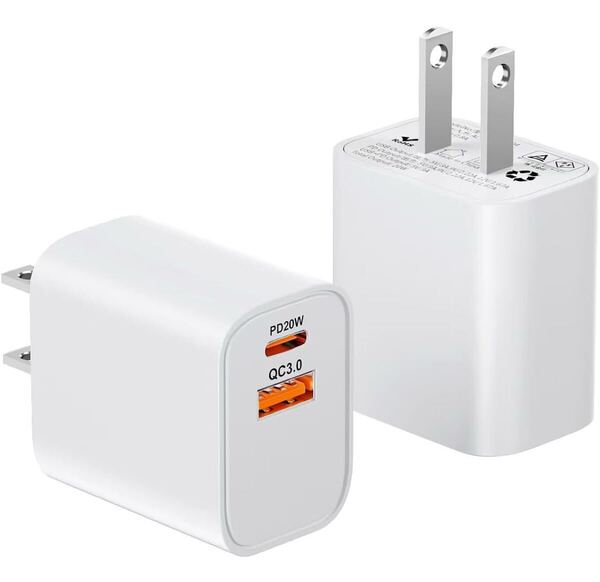 iphone 充電器 タイプc pd 20w 急速充電器 type-c【2個セット】 2ポート付き USB PD/QC 3.0対応 Gen2搭載 acアダプター