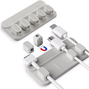ケーブルホルダー マグネット ケーブルクリップ コード収納 ライトグレイ
