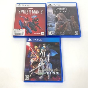 08w9293★1円~PS4ソフト3本セット アサシンクリードミラージュ/Fateフェイトエクステラリンク/スパイダーマン2 プレステ4 ゲーム 中古品