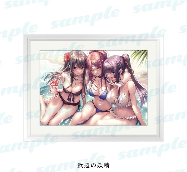 ピロ水 直筆サイン入り複製原画 浜辺の妖精【はにかみ、彼女は恋をするOS2】