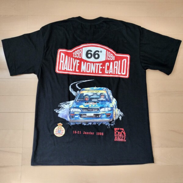 1998 WRC モンテカルロラリー スバル インプレッサ Lサイズ 黒 Tシャツ 新品 送料込 555 コリン マクレー モナコ公国