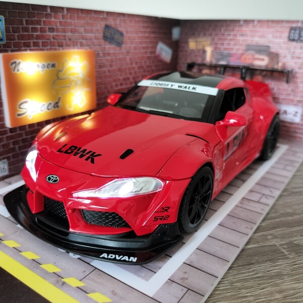 1/24 トヨタ スープラ DB LBWK GR ミニカー レッド 音 光 新品 リバティウオーク ドリフト 湾岸 D1 ダイキャスト ミニカー モデルカー