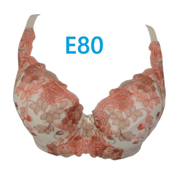 E80・ベージュ|オレンジ ワイヤー入りブラジャー「安心の美胸ワイヤーブラ」 補正下着 脇高 グラマーカップ(528B) 新品