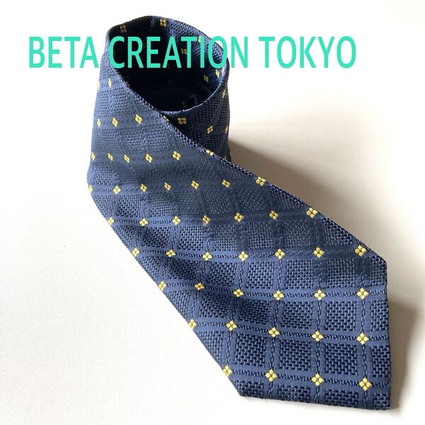 ネクタイ BETA CREATION TOKYO SILK ジャガード織 ネイビー/花柄 ビジネス リクルート 可愛い 即決