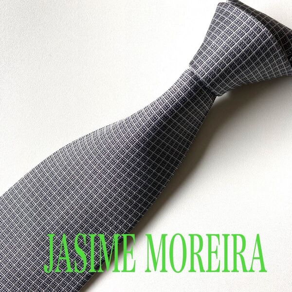 ネクタイ JASAINE MOREIRA PARIS ブランド品 SILK グレー系 格子柄 ビジネス リクルート シンプル 即決