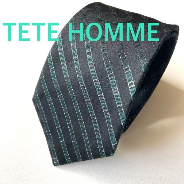 ネクタイ TETE HOMME テットオム ブランド SILK 細身 逸品 オシャレ ダークグリーン シンプル シック ビジネス リクルート 即決