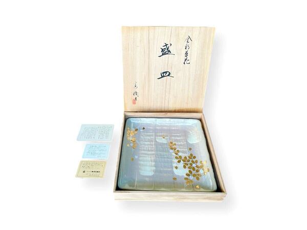 たち吉 橘吉 金彩草花 盛皿 大皿 角皿 和食器 陶器 菓子皿 金彩 桐箱 高級