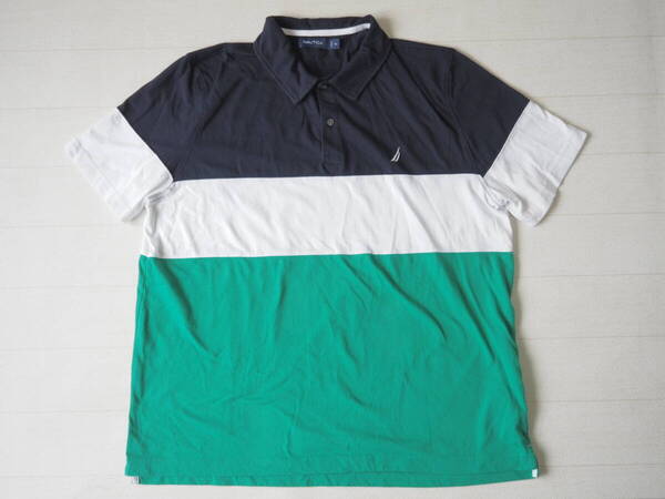 ☆送料無料☆ NAUTICA ノーティカ USA直輸入 古着 半袖 ロゴ ポロシャツ メンズ XXL ネイビー トップス 中古 即決