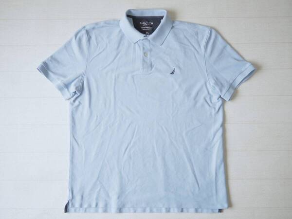 ☆送料無料☆ NAUTICA ノーティカ USA直輸入 古着 半袖 ロゴ クラシックフィット ポロシャツ メンズ XL ライトブルー トップス 中古 即決