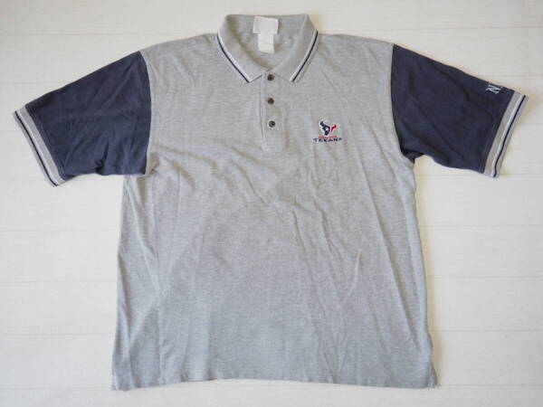☆送料無料☆ NFL USA直輸入 古着 半袖 HOUSTON TEXANS ヒューストン・テキサンズ ロゴ ポロシャツ メンズ XL グレー トップス 中古 即決