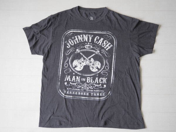 ☆送料無料☆ ZION ROOTS WEAR USA直輸入 古着 半袖 JOHNNY CASH ジョニー・キャッシュ Tシャツ メンズ XL ダークグレー トップス 中古
