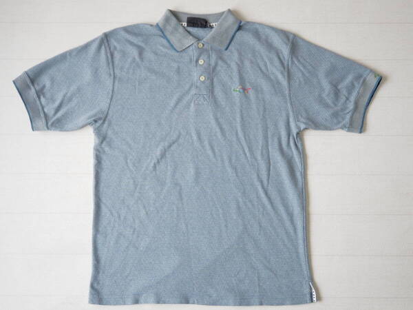 ☆送料無料☆ GREG NORMAN グレッグノーマン USA直輸入 古着 半袖 ロゴ ポロシャツ メンズ L サックスブルー トップス 中古 即決
