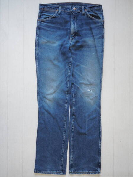 ☆送料無料☆ Wrangler ラングラー USA直輸入 古着 アメリカ製生地 ダメージ デニムパンツ ジーンズ ジーパン メンズ 34 ブルー 中古 即決