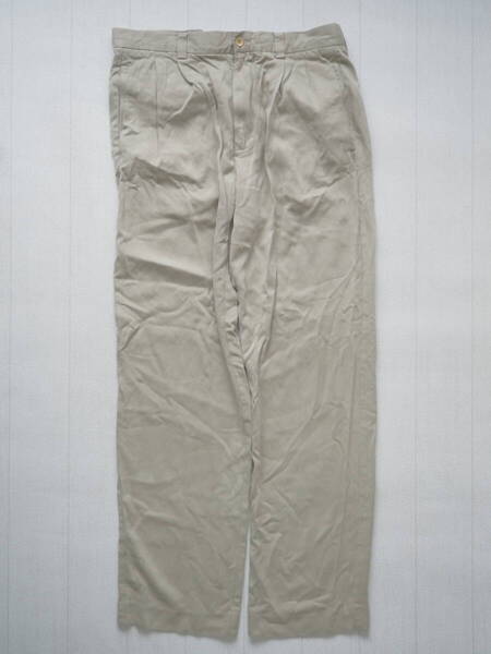 ☆送料無料☆ Tommy Bahama トミーバハマ USA直輸入 古着 シルク タック入り ロングパンツ トラウザー チノパン メンズ 32 カーキ 中古
