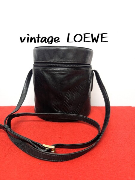 美品 極希少!ロエベ LOEWE アナグラム 筒型ショルダーバッグ ブラック