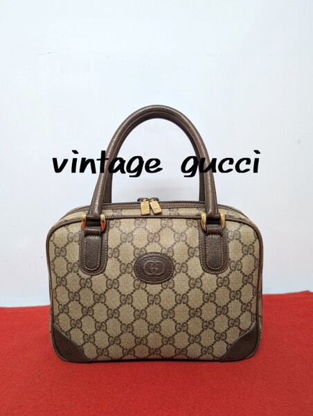 美品 極希少!Gucci GG柄 ミニボストンバッグ ハンドバッグオールドグッチ