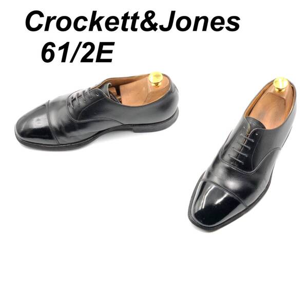 即決 Crockett&Jones クロケット&ジョーンズ 24.5cm 6.5E メンズ レザーシューズ ストレートチップ 黒 ブラック 革靴 皮靴 ビジネス