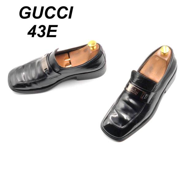 即決 GUCCI グッチ 28cm 43E メンズ レザーシューズ ビットローファー 黒 ブラック 革靴 皮靴 ビジネスシューズ