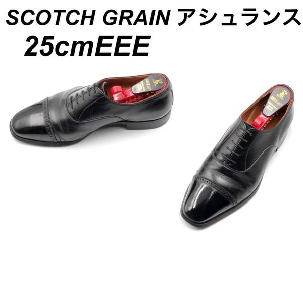 即決 SCOTCH GRAIN スコッチグレイン アシュランス 25cmEEE 3536 メンズ レザーシューズ ストレートチップ 黒 ブラック 革靴 皮靴 ビジネス
